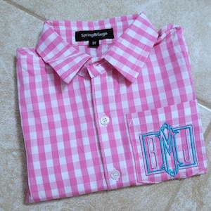 Monogrammed Gingham Shirt: Custom Cotton Oxford Button Down image 9