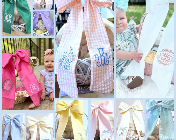 Monogrammed Easter Basket Bow Custom Easter Bow Fabric Bow Kid Etsy