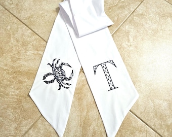 Monogrammed Beach Wreath Sash: Custom Front Door Decor Embroidered Holiday Ribbon Home Accessory