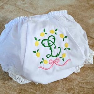 Monogrammed Bloomers White Eyelet Bloomers Summer Diaper Cover Personalized Baby Bloomers  Diaper Cover Baby Gift Little Girl Bloomers