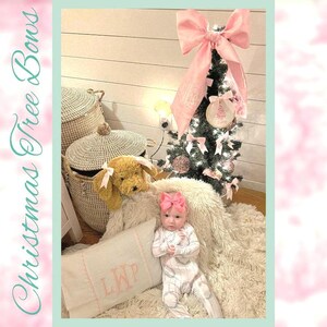 Monogrammed Christmas Tree Bow Topper: Embroidered Holiday Keepsake Ribbon Bow