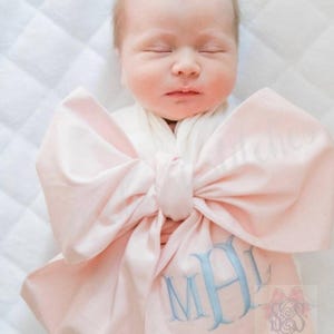 Monogrammed Baby Sash Newborn Bow Sash Silk Newborn Embroidered Sash Baby Shower Gift Photo Baby Sash Maternity Crib Bow Swaddle Sash Prop