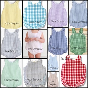Monogrammed Bubble Romper Unisex Summer Outfit Boys Romper Girls Romper Gingham One Piece Personalized Romper Birthday Gift Beach Photos