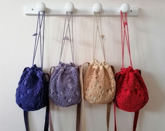 Sac à cordon en crochet Ca L'Angeleta