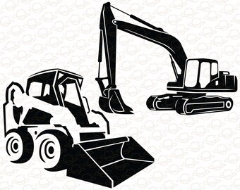 Skid Steer And Excavator Digital Download Vector File Ai Etsy