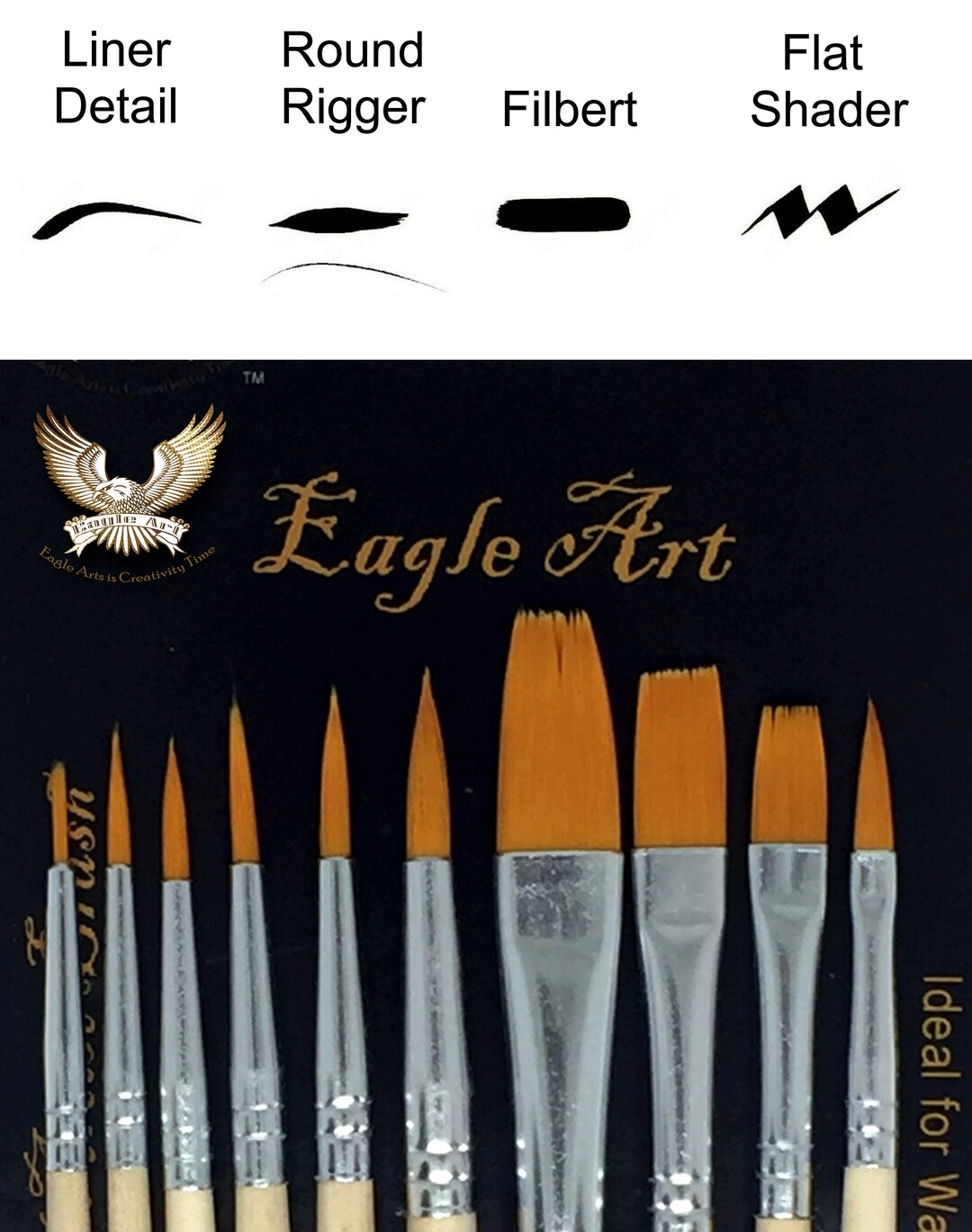 Eagle Art Artist Pointedround Paintbrush Set 10 Pieces Round Etsy