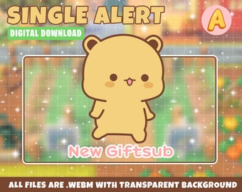 Cute Bear Animated Twitch Alerts, New Giftsub (Digital File)