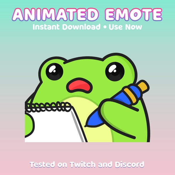 Taking Notes Animated Emote | Cute Frog | Cute Animated Emote | Discord Emote | Twitch Notes Emote