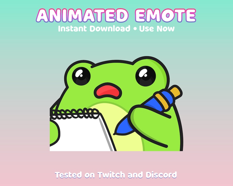 Cute Frog Taking Notes Animated Emote | Twitch Discord (digital File ...