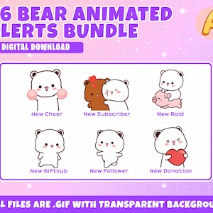 Twitch Animated Alerts Bundle White Bear