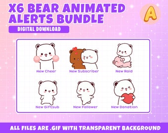 Twitch Animated Alerts Bundle White Bear