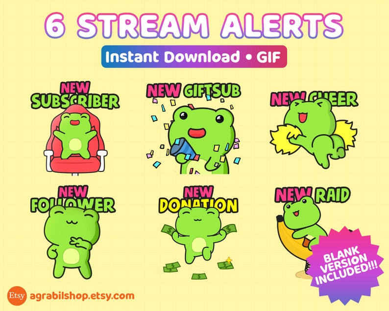 Animated Frog Twitch Stream Alerts Pack (digital .gif File) - Etsy