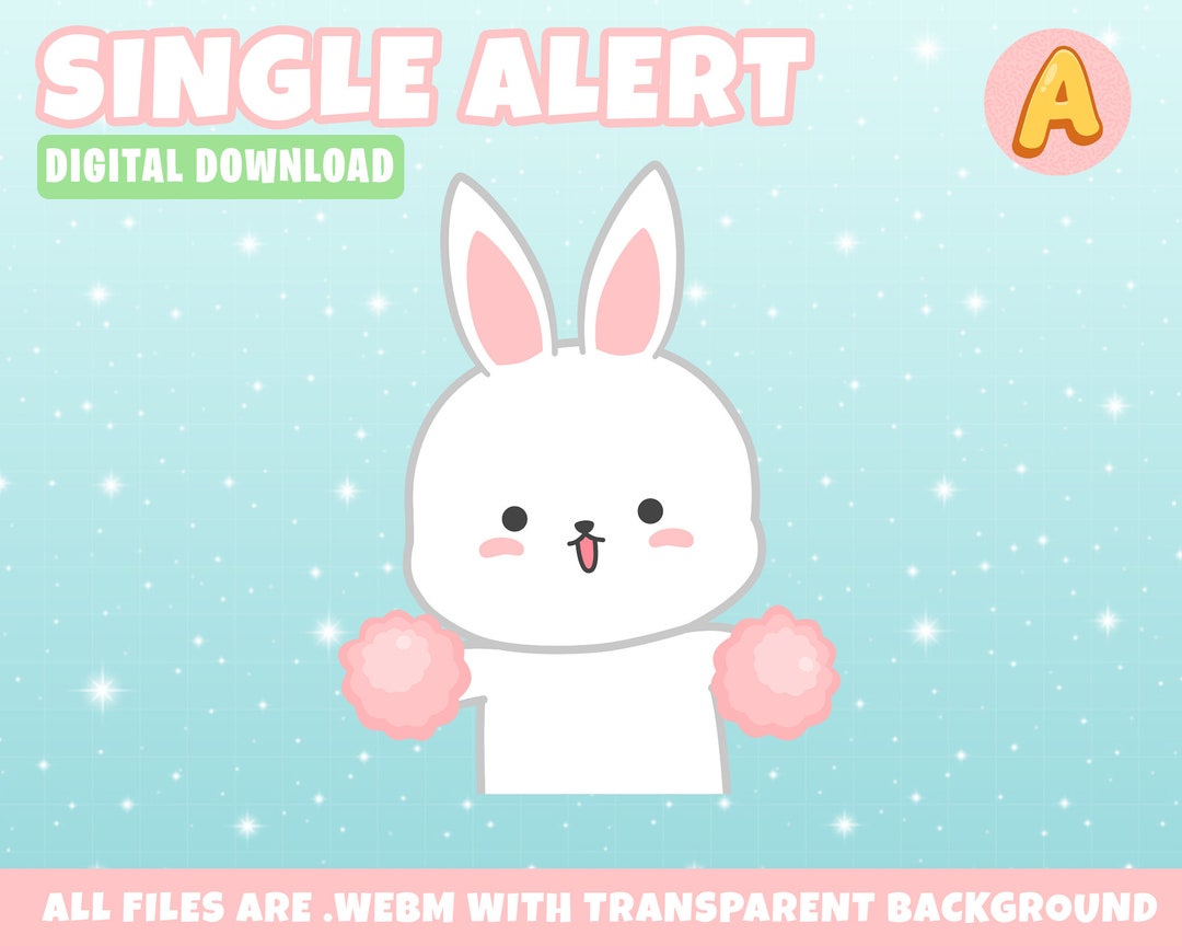 White Rabbit Alert Animated White Bunny Twitch Alerts - Etsy