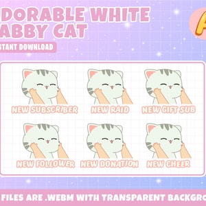 Animated Twitch Alerts Adorable White Tabby Cat