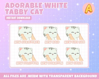 Alertas animadas de Twitch: Adorable gato atigrado blanco