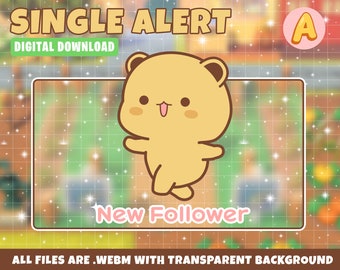 Cute Bear New Follower Stream Alert (Digital File)