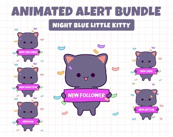 Alertas animadas de Twitch: Gatito azul nocturno