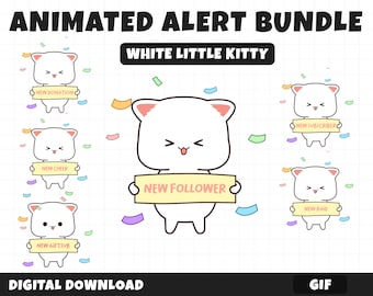 Alertas de Twitch animadas de gatos adorables, superposición para streamers (descarga digital)