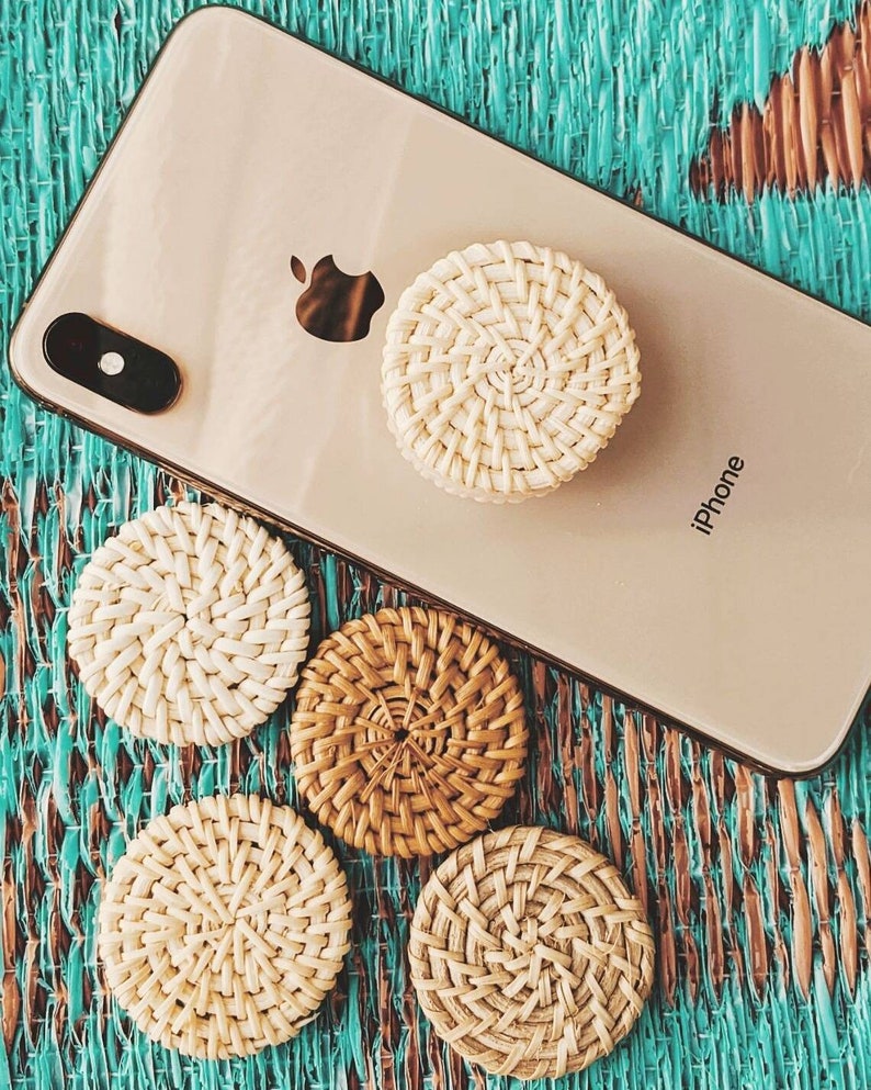 REAL PopSocket high quality base Rattan wicker natural Etsy