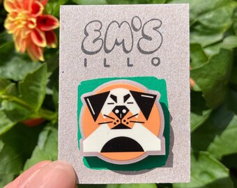 Orange Dog Pin (Made from Acrylic Scraps)