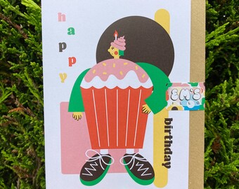 Birthday Person As A Cake Card (Made from 100% Recycled Paper)