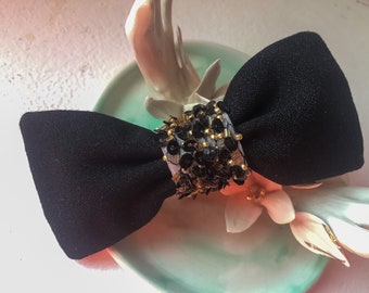 Nœud papillon pour cheveux, nœud papillon brodée à la main, nœud papillon avec broche, brodée, femme, adolescente, fille, fillette