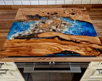 Maritime hob cover for a standard hob, made to customer specifications by Resinart, available to ORDER.