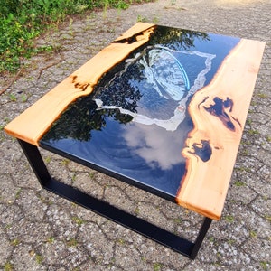 Commissioned work, coffee table space design, epoxy resin table, river table, made of alder&quot; Sold &quot;, resin art