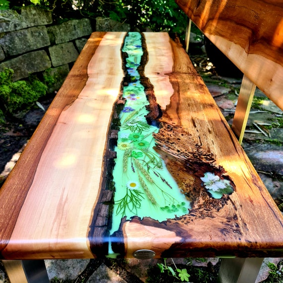 Epoxy resin wood bench sale