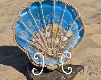 Scultura marina realizzata con autentici reperti trovati sulla spiaggia e resina | "Cuore del Mar Baltico" | Si illumina al buio | Opera disponibile su ordinazione