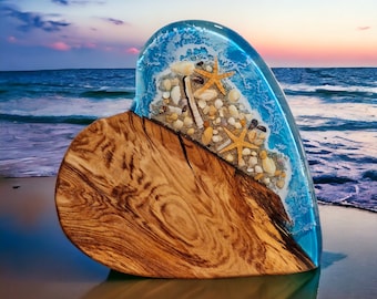 Mega cuore marittimo in quercia, opera d'arte del Mar del Nord, del Mar Baltico, Resinart