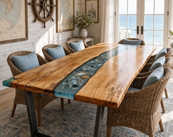 Dining table, living room table, sea table, epoxy resin table, river table, made of birch "TO ORDER"
