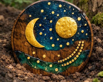Sky disc star plate resin art unique artwork resin art 34 cm diameter