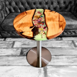 Customer order, bistro table round, flower design, epoxy resin table, river table, made of linden "Sold", resin art