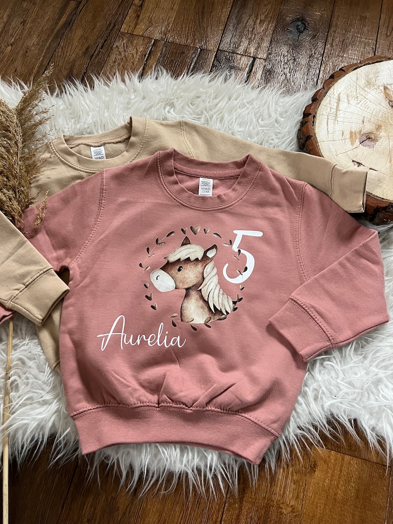 Birthday sweater personalized sweatshirt horse with number gift birthday Christmas with name horse girl pony image 7