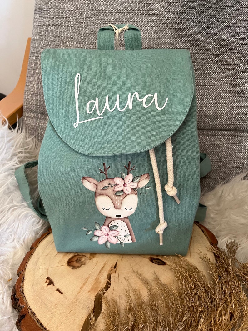 Kinderrucksack personalisiert, individuelles Geschenk Kindergartenzeit, Tasche Kindergarten, personalisiert Geburtstag Reh Rucksack 1008 Bild 5