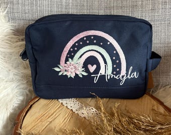 Gesteppte Make-up-Tasche Mit Blumenmuster – Baumwoll-Kulturbeutel, 23x20x7 Cm, Für Damen & Reisen