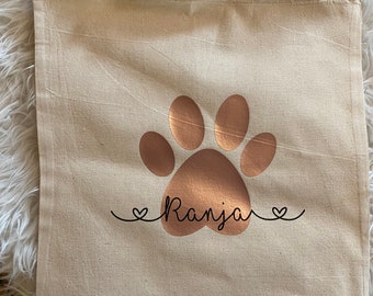 Einkaufstasche personalisiert Geschenk Ostern Geburtstag Accessoires Tasche Jutebeutel Hunde Pfote Tatze Name stoffbeutel Dog mom öko