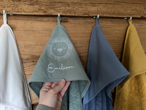 Kapuzenhandtuch personalisiert Geschenk zur Geburt Geburtstag Fuchs Waldtiere Baby Junge Mädchen Taufe Handtuch mit Name