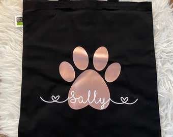 Borsa della spesa regalo personalizzato compleanno accessori borsa borsa in iuta cane zampa zampa nome borsa in tessuto mamma cane Pasqua