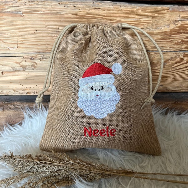 Nikolaussäckchen Geschenk Säckchen Nikolaus Geschenk Weihnachten Nikolausstiefel personalisiert Weihnachtsmann Jute Jutesäckchen 3003