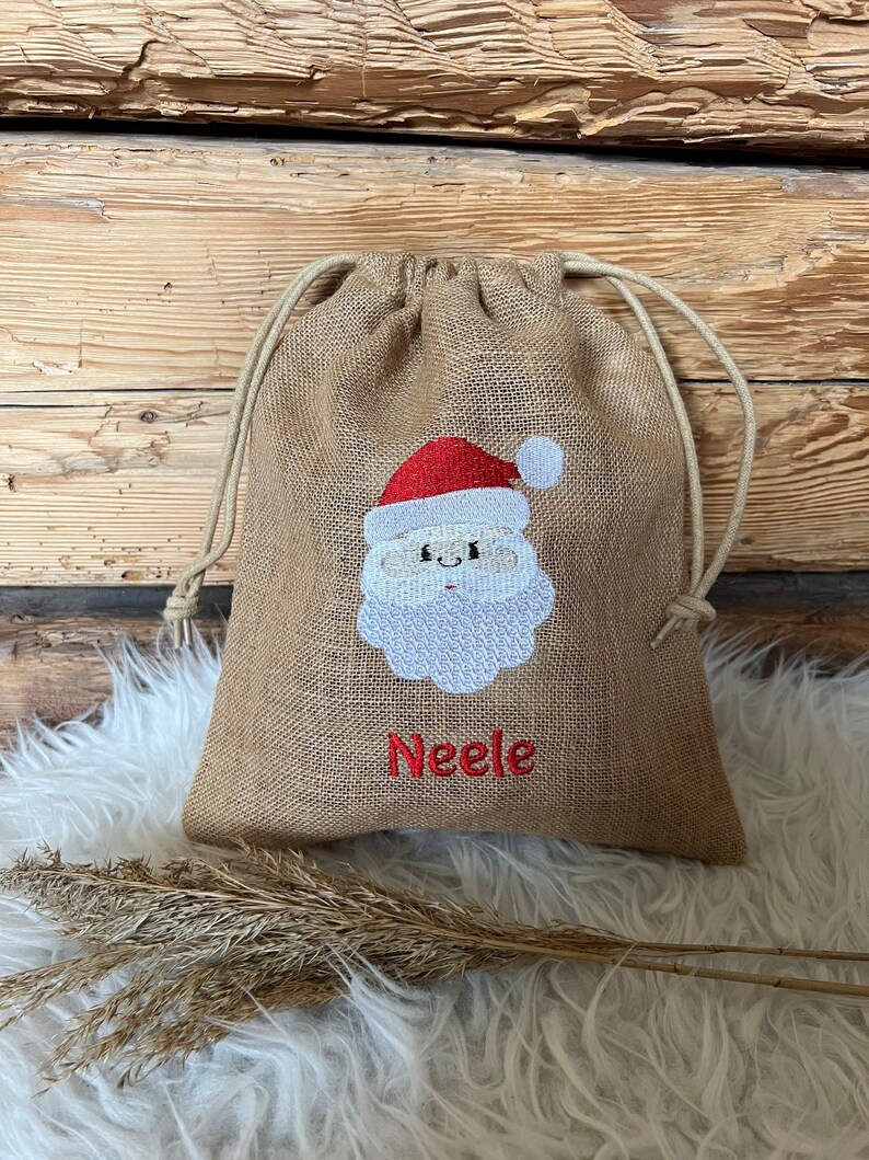 Nikolaussäckchen Geschenk Säckchen Nikolaus Geschenk Weihnachten Nikolausstiefel personalisiert Weihnachtsmann Jute Jutesäckchen 3003 Bild 1