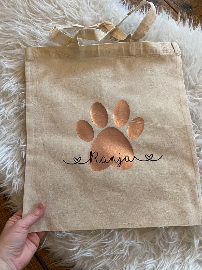 Shopping Bag Personalized Gift Easter Birthday Accessories Bag Jute Bag Dogs Paw Paw Name Cloth Bag Dog mom eco image 2