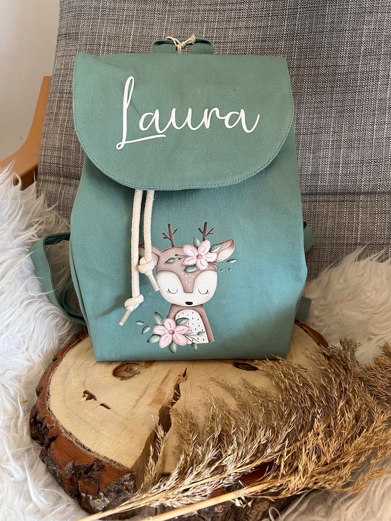 Kinderrucksack personalisiert, individuelles Geschenk Kindergartenzeit, Tasche Kindergarten, personalisiert Geburtstag Reh Rucksack 1008 Bild 8