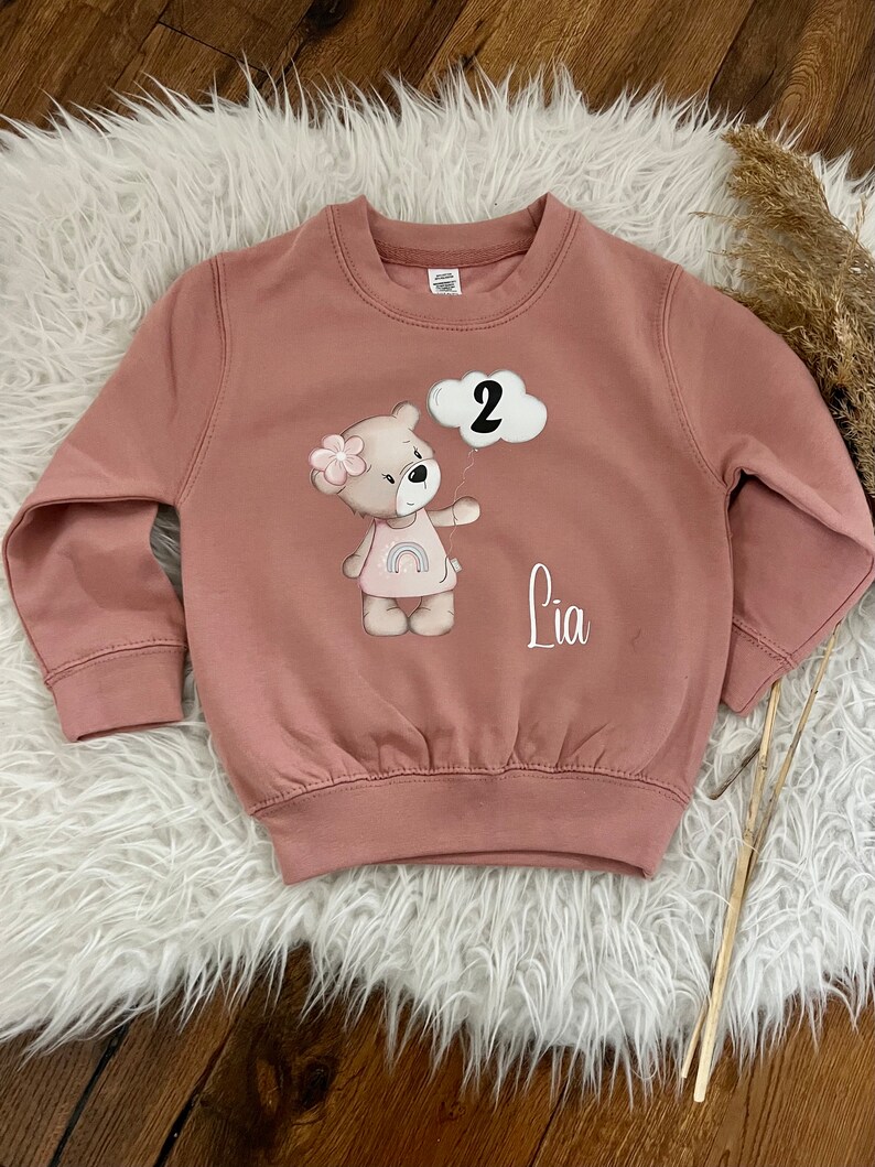 Birthday sweater personalized sweatshirt bear with number gift birthday Christmas with name 1015 image 2