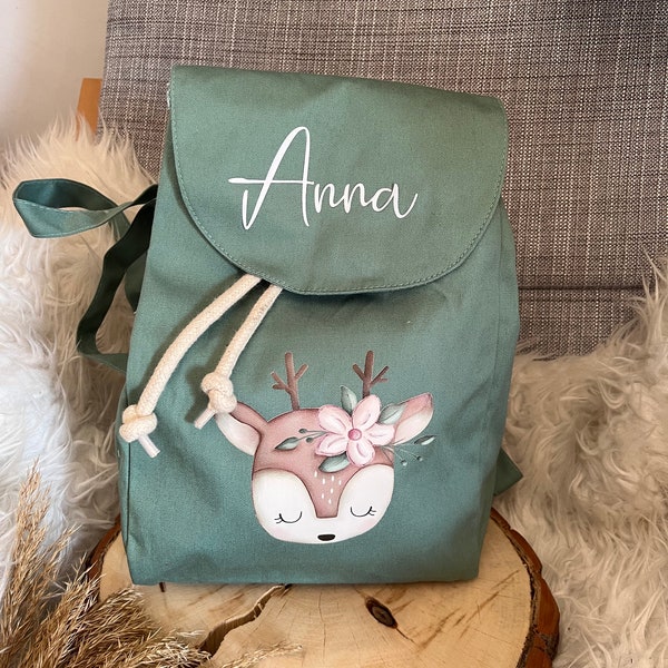 Children's backpack personalized, individual gift kindergarten time, bag kindergarten, personalized birthday deer backpack 1007