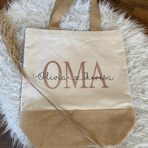 Shopping bag bag personalized xxl gift shopper birthday accessories bag jute bag grandma fair trade eco fabric bag fabric image 1