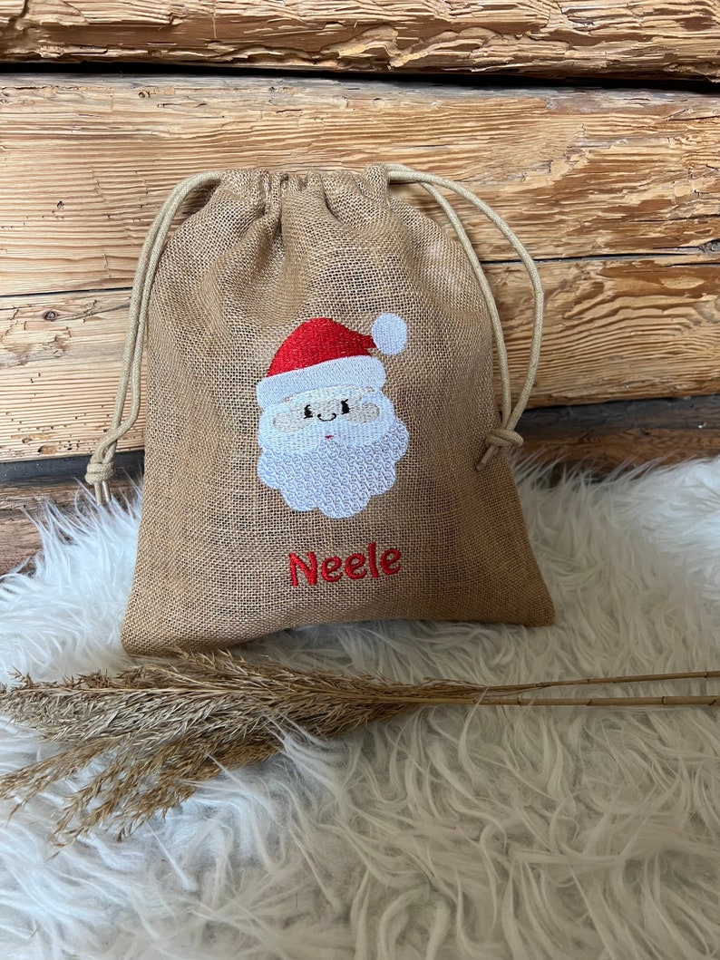 Nikolaussäckchen Geschenk Säckchen Nikolaus Geschenk Weihnachten Nikolausstiefel personalisiert Weihnachtsmann Jute Jutesäckchen 3003 Bild 2