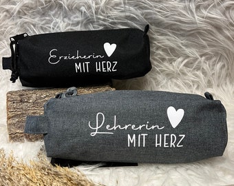 Mäppchen Federmappe Lehrerin mit Herz Schlampermäppchen personalisiert mit Namen Geschenk Etui Einschulung Lehrer Geburtstag Erzieherin