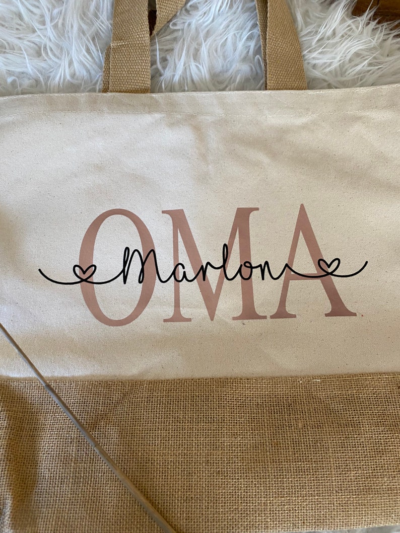 Shopping bag bag personalized xxl gift shopper birthday accessories bag jute bag grandma fair trade eco fabric bag fabric image 2